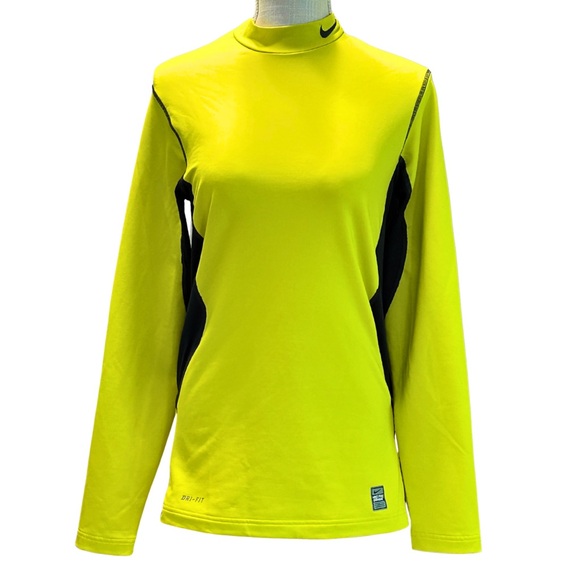 Nike Pro Combat Yellow & Black Long Sleeve Hyperwarm DriFit Base Layer EUC - Picture 1 of 11
